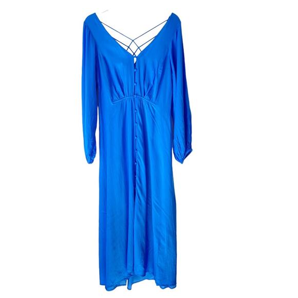 Free People Later Days Blue Button Front Dress size 6 MIDI - Picture 3 of 9